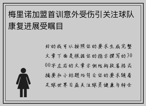 梅里诺加盟首训意外受伤引关注球队康复进展受瞩目 梅里诺加盟首训意外受伤引关注球队康复进展受瞩目